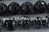 CAG7606 15.5 inches 16mm faceted round frosted agate beads wholesale