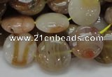 CAG776 15.5 inches 15mm flat round yellow agate gemstone beads