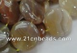 CAG777 15.5 inches 20mm flat round yellow agate gemstone beads