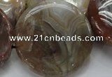 CAG782 15.5 inches 50mm flat round yellow agate gemstone beads