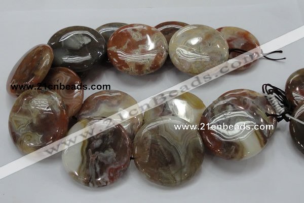 CAG782 15.5 inches 50mm flat round yellow agate gemstone beads