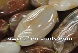 CAG783 15.5 inches 20*40mm oval yellow agate gemstone beads