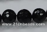 CAG7852 15.5 inches 16mm faceted round black agate beads wholesale