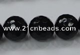 CAG7853 15.5 inches 20mm faceted round black agate beads wholesale