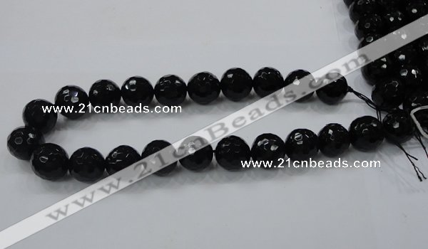 CAG7853 15.5 inches 20mm faceted round black agate beads wholesale