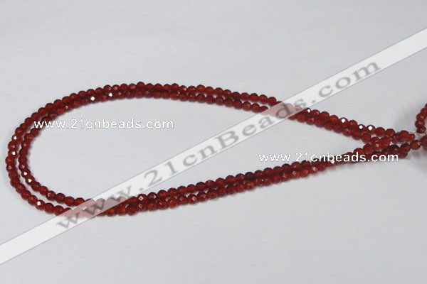 CAG7861 15.5 inches 3mm faceted round red agate beads wholesale
