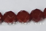 CAG7863 15.5 inches 16mm faceted round red agate beads wholesale