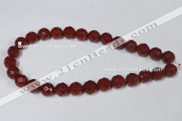 CAG7864 15.5 inches 18mm faceted round red agate beads wholesale