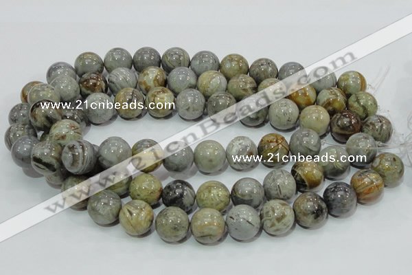 CAG7868 15.5 inches 18mm round silver needle agate beads