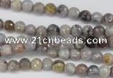 CAG7870 15.5 inches 4mm faceted round silver needle agate beads