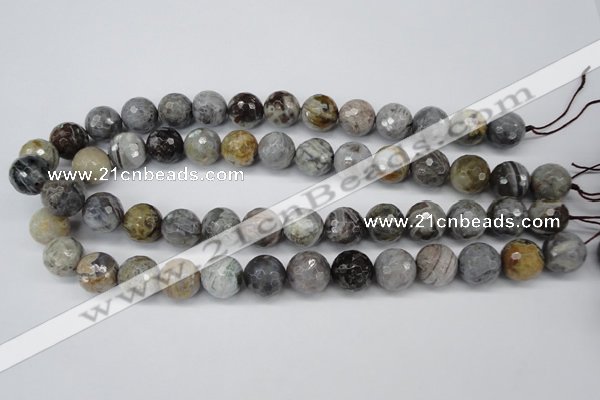 CAG7873 15.5 inches 20mm faceted round silver needle agate beads