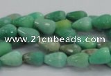 CAG7875 15.5 inches 6*10mm faceted teardrop grass agate beads