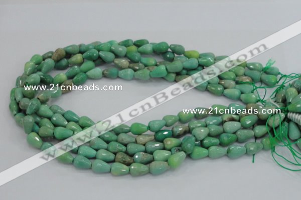 CAG7876 15.5 inches 8*10mm faceted teardrop grass agate beads