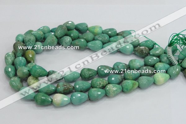 CAG7877 15.5 inches 10*14mm faceted teardrop grass agate beads