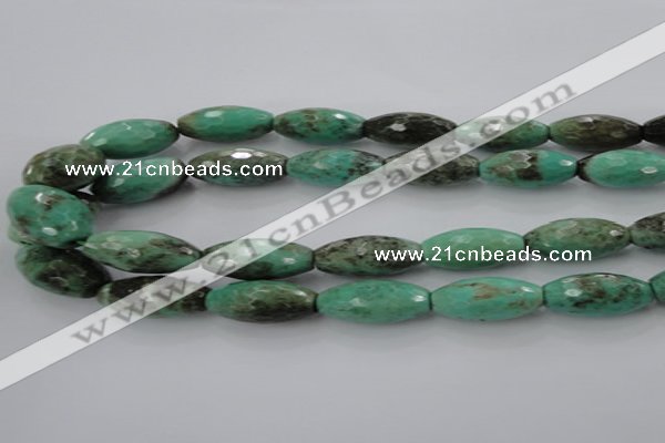 CAG7885 15.5 inches 10*30mm faceted rice grass agate beads