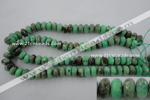 CAG7888 15.5 inches 10*14mm faceted rondelle grass agate beads