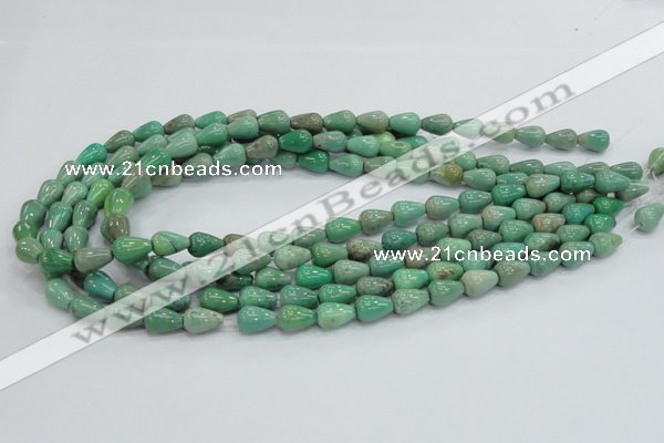 CAG7894 15.5 inches 6*10mm teardrop grass agate beads wholesale