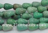 CAG7896 15.5 inches 8*12mm teardrop grass agate beads wholesale