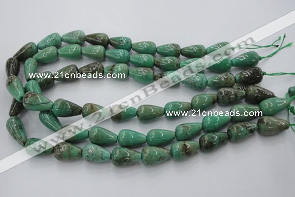 CAG7899 15.5 inches 13*18mm teardrop grass agate beads wholesale