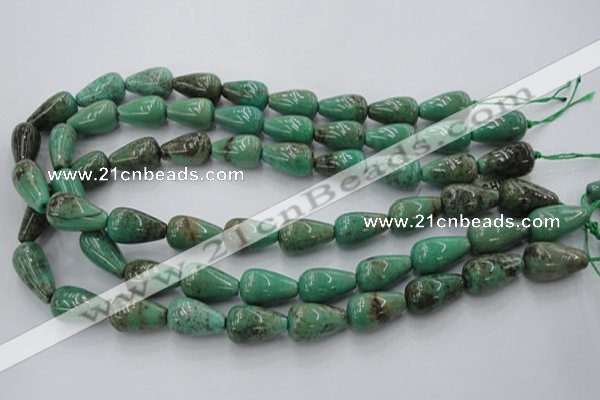 CAG7900 15.5 inches 15*20mm teardrop grass agate beads wholesale