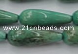 CAG7901 15.5 inches 10*30mm teardrop grass agate beads wholesale