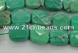 CAG7911 15.5 inches 12*12mm faceted square grass agate beads