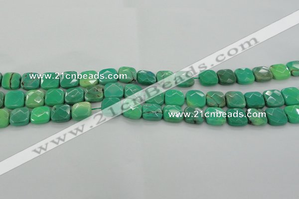 CAG7911 15.5 inches 12*12mm faceted square grass agate beads