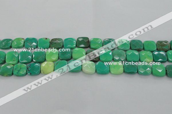 CAG7912 15.5 inches 14*14mm faceted square grass agate beads