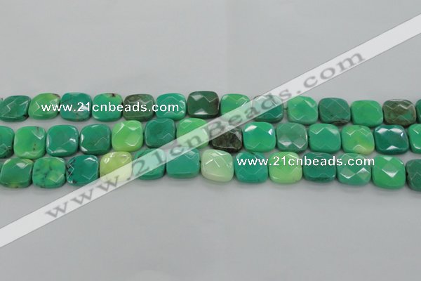 CAG7913 15.5 inches 15*15mm faceted square grass agate beads