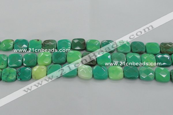CAG7915 15.5 inches 18*18mm faceted square grass agate beads