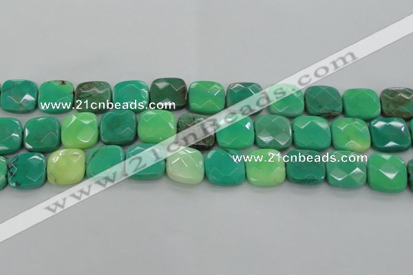 CAG7916 15.5 inches 20*20mm faceted square grass agate beads