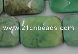 CAG7927 15.5 inches 25*35mm faceted rectangle grass agate beads