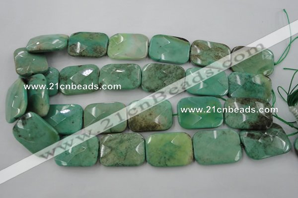 CAG7928 15.5 inches 30*40mm faceted rectangle grass agate beads