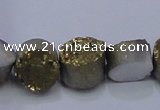 CAG7930 7.5 inches 10mm flat round plated white druzy agate beads