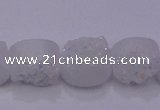 CAG7945 7.5 inches 8*10mm oval plated white druzy agate beads