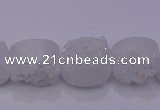 CAG7945 7.5 inches 8*10mm oval plated white druzy agate beads