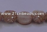 CAG7946 7.5 inches 8*10mm oval plated white druzy agate beads