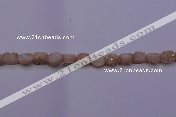 CAG7946 7.5 inches 8*10mm oval plated white druzy agate beads