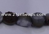 CAG7948 7.5 inches 8*10mm oval plated white druzy agate beads