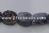 CAG7950 7.5 inches 8*10mm oval plated white druzy agate beads