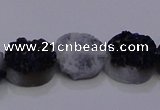 CAG7951 7.5 inches 8*10mm oval plated white druzy agate beads