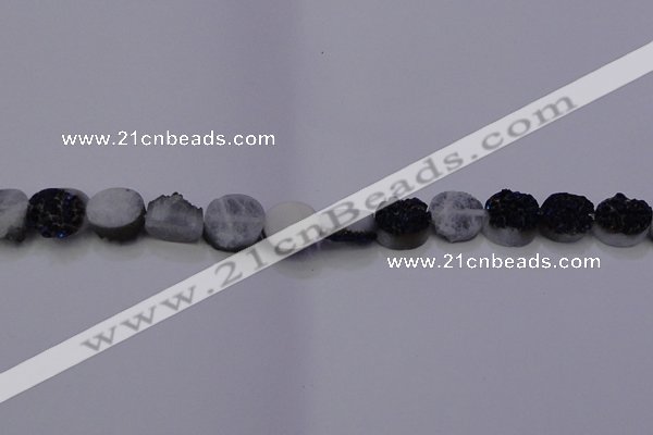 CAG7951 7.5 inches 8*10mm oval plated white druzy agate beads