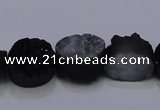 CAG7952 7.5 inches 8*10mm oval plated white druzy agate beads