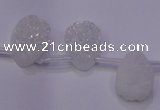 CAG7970 Top drilled 13*18mm flat teardrop plated white druzy agate beads