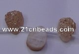 CAG7971 Top drilled 13*18mm flat teardrop plated white druzy agate beads