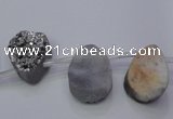 CAG7972 Top drilled 13*18mm flat teardrop plated white druzy agate beads