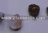 CAG7973 Top drilled 13*18mm flat teardrop plated white druzy agate beads