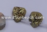 CAG7978 Top drilled 15*20mm flat teardrop plated white druzy agate beads