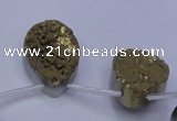 CAG7980 Top drilled 18*25mm flat teardrop plated white druzy agate beads