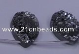CAG7984 Top drilled 22*30mm flat teardrop plated white druzy agate beads